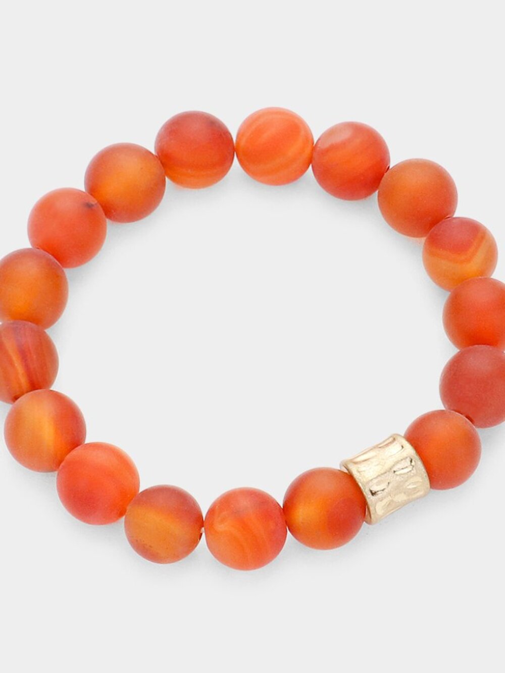 Carnelian Red Agate Semi Precious Stone Beaded Stretch Bracelet - Boho Stacking